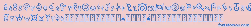 フォントUnown – ピンクの背景に青い文字