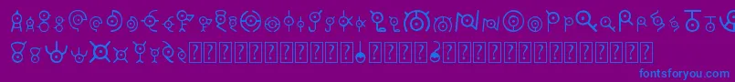 フォントUnown – 紫色の背景に青い文字
