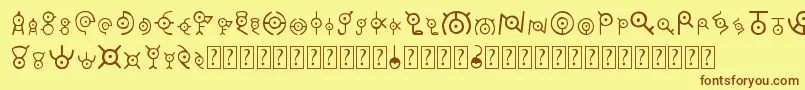 Unown Font – Brown Fonts on Yellow Background