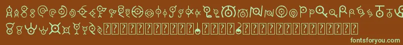 Unown Font – Green Fonts on Brown Background