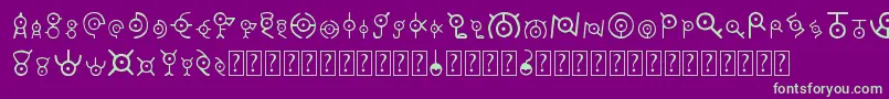 フォントUnown – 紫の背景に緑のフォント