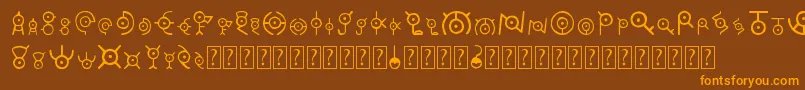 Unown Font – Orange Fonts on Brown Background