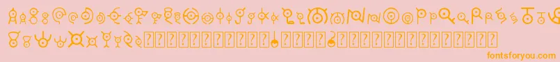 Unown Font – Orange Fonts on Pink Background