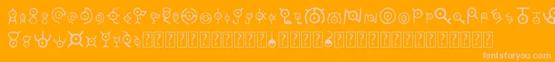 Unown Font – Pink Fonts on Orange Background