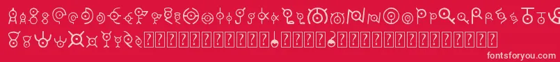 Unown Font – Pink Fonts on Red Background