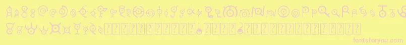 Unown Font – Pink Fonts on Yellow Background