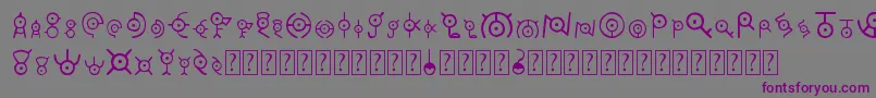 Unown-Schriftart – Violette Schriften auf grauem Hintergrund