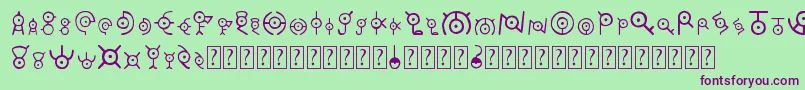 Unown Font – Purple Fonts on Green Background
