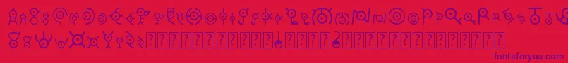 フォントUnown – 赤い背景に紫のフォント