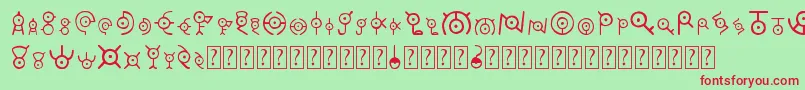 Unown Font – Red Fonts on Green Background