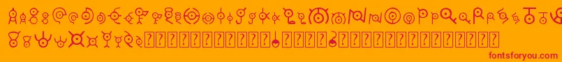 Unown Font – Red Fonts on Orange Background