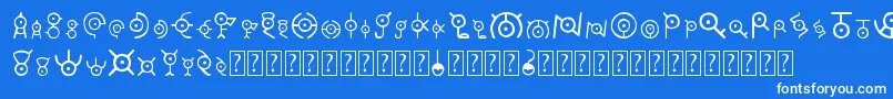 Unown Font – White Fonts on Blue Background
