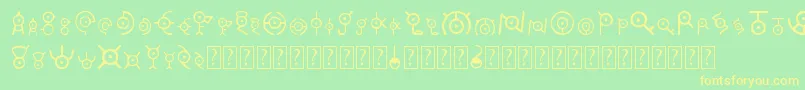 Unown Font – Yellow Fonts on Green Background