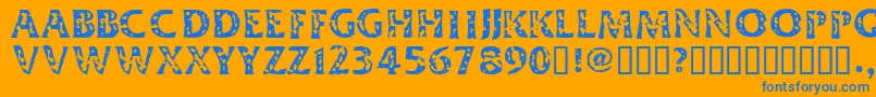 フォントDimestoreHooker – オレンジの背景に青い文字