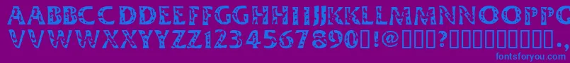 DimestoreHooker-Schriftart – Blaue Schriften auf violettem Hintergrund