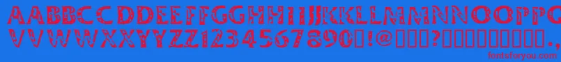 DimestoreHooker Font – Red Fonts on Blue Background