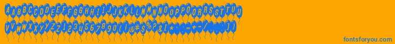 SfBalloonsThinItalic-Schriftart – Blaue Schriften auf orangefarbenem Hintergrund