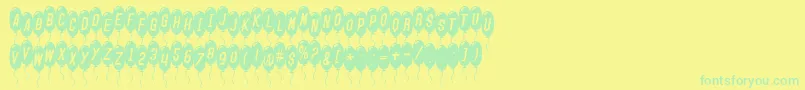 SfBalloonsThinItalic Font – Green Fonts on Yellow Background