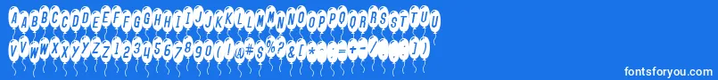 Fonte SfBalloonsThinItalic – fontes brancas em um fundo azul