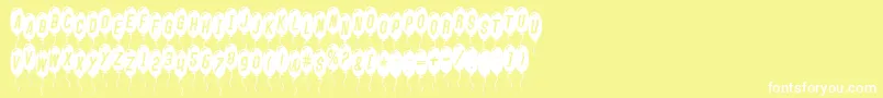 Fonte SfBalloonsThinItalic – fontes brancas em um fundo amarelo