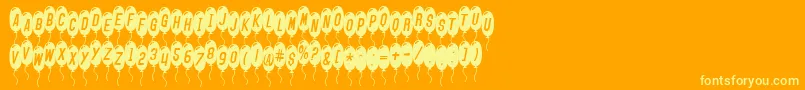 Fonte SfBalloonsThinItalic – fontes amarelas em um fundo laranja