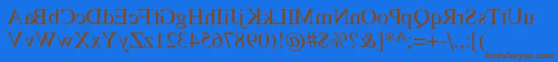 TempsMirrorMedium-Schriftart – Braune Schriften auf blauem Hintergrund