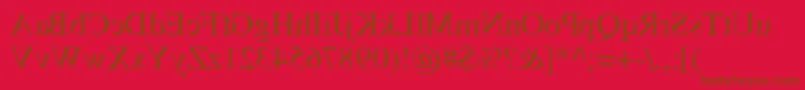 TempsMirrorMedium-Schriftart – Braune Schriften auf rotem Hintergrund