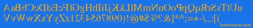 TempsMirrorMedium-Schriftart – Orangefarbene Schriften auf blauem Hintergrund