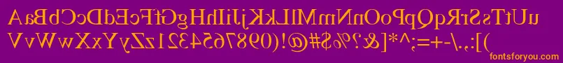 TempsMirrorMedium-Schriftart – Orangefarbene Schriften auf violettem Hintergrund