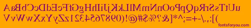 TempsMirrorMedium-Schriftart – Violette Schriften auf orangefarbenem Hintergrund