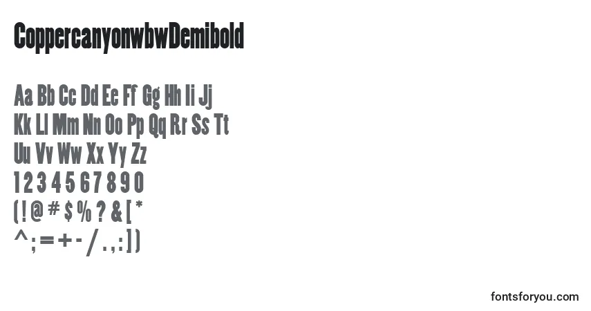 Шрифт CoppercanyonwbwDemibold – алфавит, цифры, специальные символы
