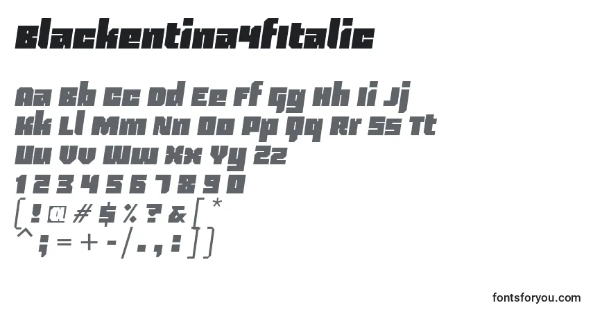 Czcionka Blackentina4fItalic – alfabet, cyfry, specjalne znaki