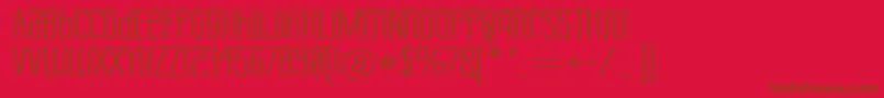 LabtopUnicaseWide-Schriftart – Braune Schriften auf rotem Hintergrund