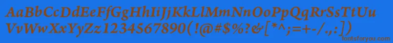 ArnoproSemibolditalic08pt Font – Brown Fonts on Blue Background