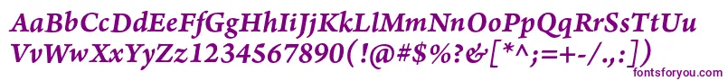 ArnoproSemibolditalic08pt Font – Purple Fonts on White Background