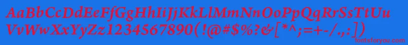 Шрифт ArnoproSemibolditalic08pt – красные шрифты на синем фоне