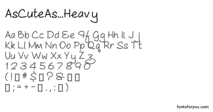 Fuente AsCuteAs...Heavy - alfabeto, números, caracteres especiales