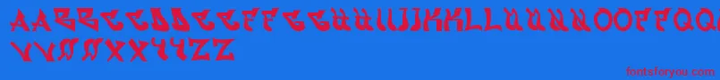 Graffont-Schriftart – Rote Schriften auf blauem Hintergrund
