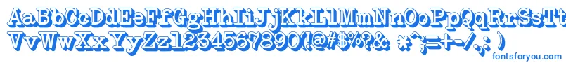 NeobulletinExtruded-Schriftart – Blaue Schriften auf weißem Hintergrund