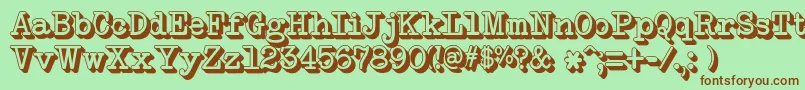 NeobulletinExtruded-fontti – ruskeat fontit vihreällä taustalla