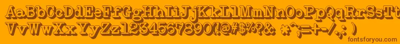 NeobulletinExtruded-Schriftart – Braune Schriften auf orangefarbenem Hintergrund
