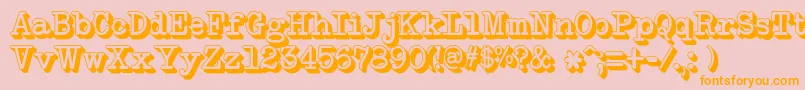フォントNeobulletinExtruded – オレンジの文字がピンクの背景にあります。