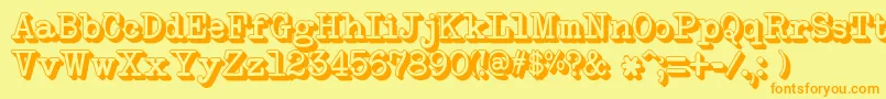 NeobulletinExtruded Font – Orange Fonts on Yellow Background