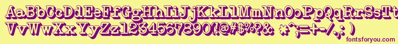 NeobulletinExtruded-fontti – violetit fontit keltaisella taustalla