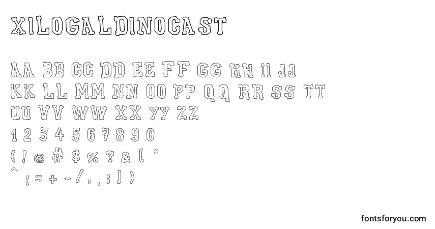 Fuente XiloGaldinoCast - alfabeto, números, caracteres especiales