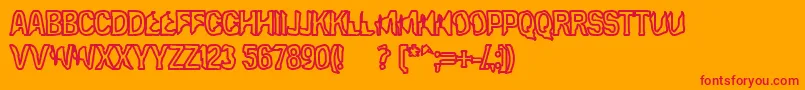 Eclipsed Moon Outline Font – Red Fonts on Orange Background