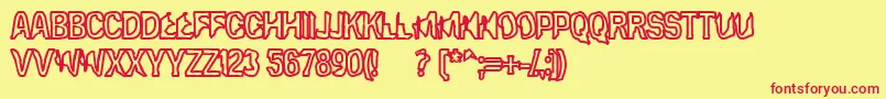 Eclipsed Moon Outline Font – Red Fonts on Yellow Background