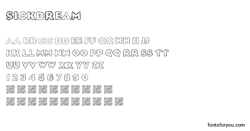 Шрифт Sickdream – алфавит, цифры, специальные символы