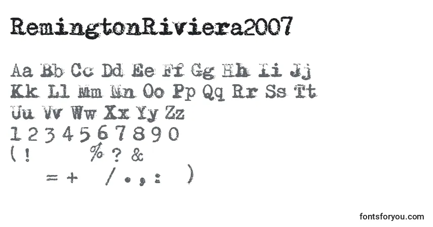 Шрифт RemingtonRiviera2007 – алфавит, цифры, специальные символы
