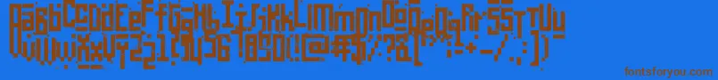 PixelicWar-Schriftart – Braune Schriften auf blauem Hintergrund